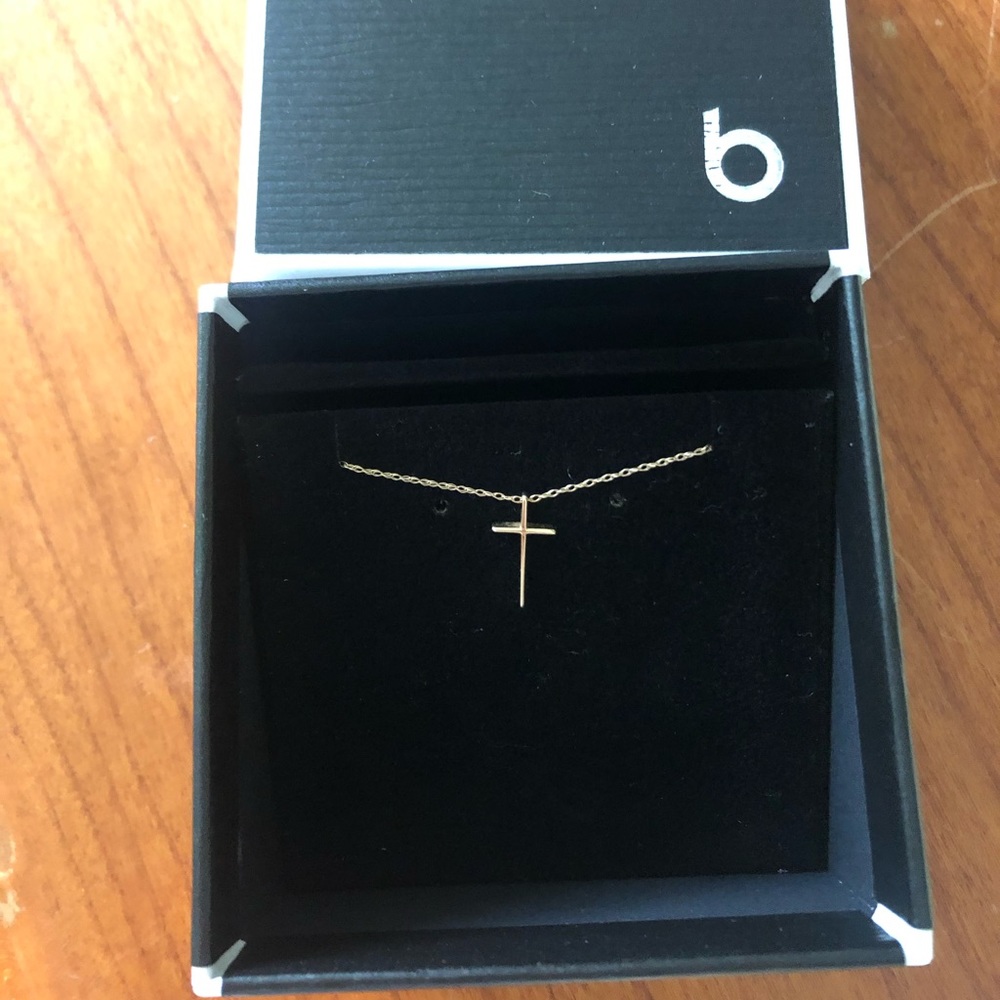 14K Yellow Gold Small Cross Pendant Necklace, 18”